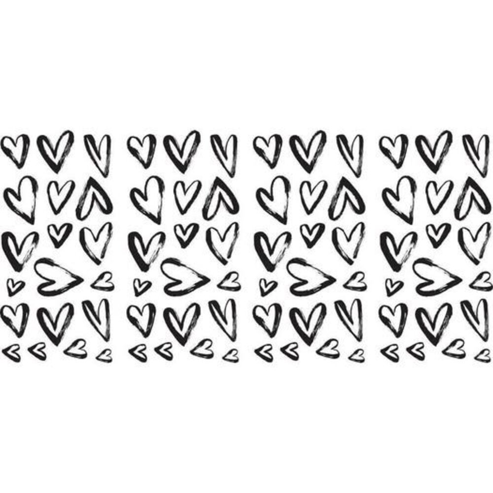 76 pc Sketch Hearts Wall Decal Black